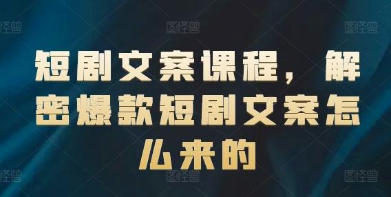 短剧文案课程，解密爆款短剧文案怎么来的-彼飞网创