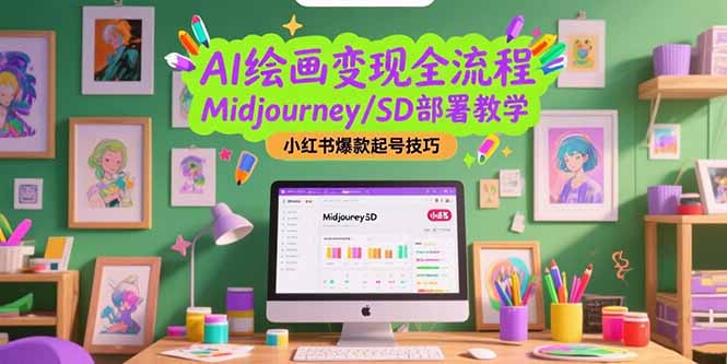 AI绘画变现全流程，Midjourney/SD部署教学，小红书爆款起号技巧-彼飞网创