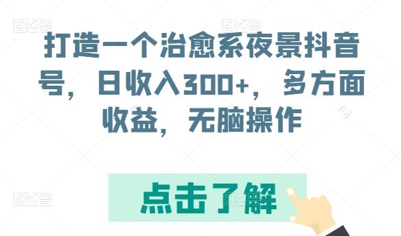 打造一个治愈系夜景抖音号，日收入300+，多方面收益，无脑操作【揭秘】-彼飞网创