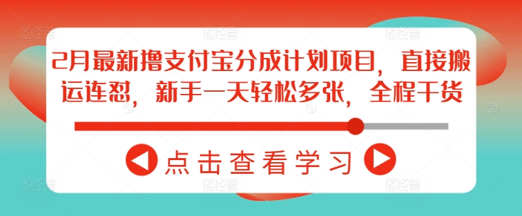 2月最新撸支付宝分成计划项目，直接搬运连怼，新手一天轻松多张，全程干货-彼飞网创