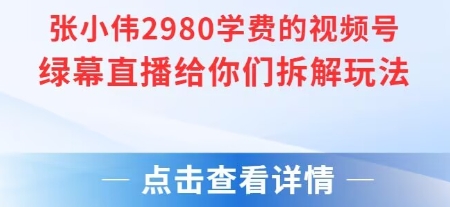 张小伟2980付费额视频号绿幕直播给你们拆解玩法-彼飞网创