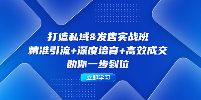 打造私域&发售实操班：精准引流+深度培育+高效成交，助你一步到位-彼飞网创