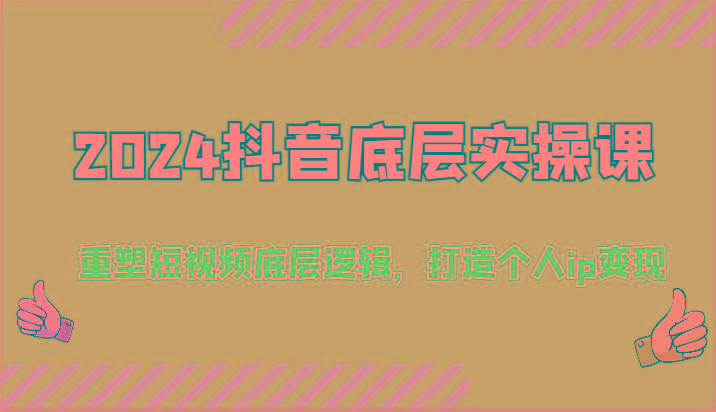 2024抖音底层实操课：重塑短视频底层逻辑，打造个人ip变现(52节)-彼飞网创