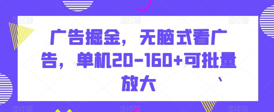 广告掘金，无脑式看广告，单机20-160+可批量放大【揭秘】-彼飞网创