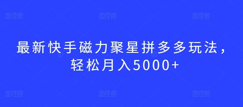 最新快手磁力聚星拼多多玩法，轻松月入5000+【揭秘】-彼飞网创