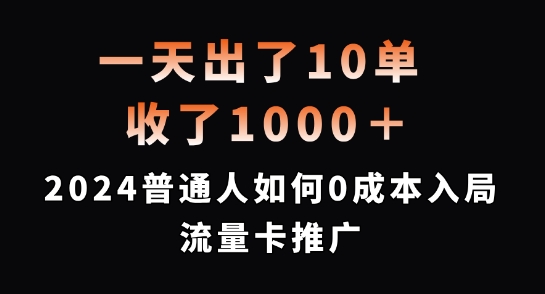 一天出了10单，收了1000+，2024普通人如何0成本入局流量卡推广【揭秘】-彼飞网创