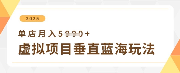 虚拟项目垂直玩法，实现单店月入5k+-彼飞网创