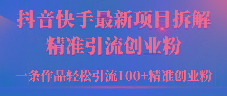 (9447期)2024年抖音快手最新项目拆解视频引流创业粉，一天轻松引流精准创业粉100+-彼飞网创