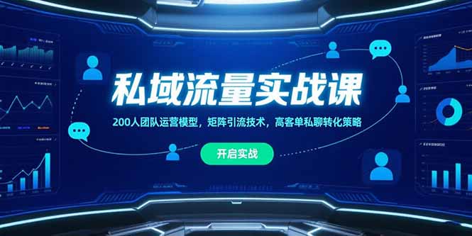 私域流量实战课，200人团队运营模型，矩阵引流技术，高客单私聊转化策略-彼飞网创