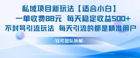 私域项目新玩法【适合小白】 一单收费88.每天稳定收益几张-彼飞网创