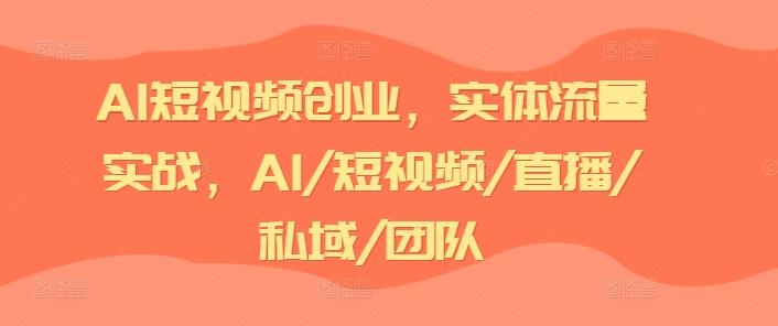 AI短视频创业，实体流量实战，AI/短视频/直播/私域/团队-彼飞网创
