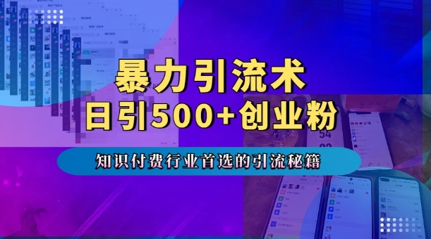 暴力引流术，专业知识付费行业首选的引流秘籍，一天暴流500+创业粉，五个手机流量接不完!-彼飞网创