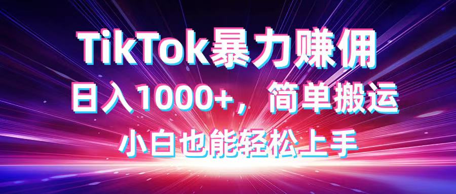 TikTok搬运暴力赚佣，日入1000+，简单搬运，小白也能轻松上手-彼飞网创