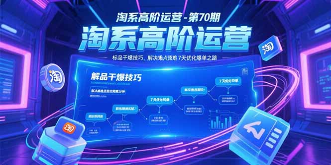 淘系高阶运营-第70期，标品干爆技巧，解决难点策略，大佬操盘方法-彼飞网创