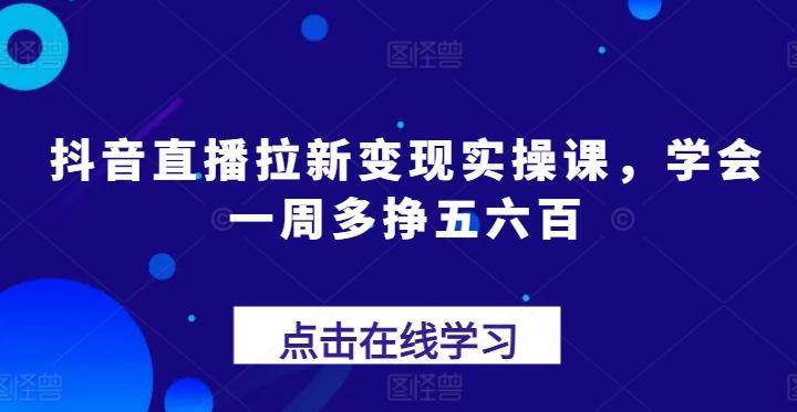 抖音直播拉新变现实操课，学会一周多挣五六百-彼飞网创