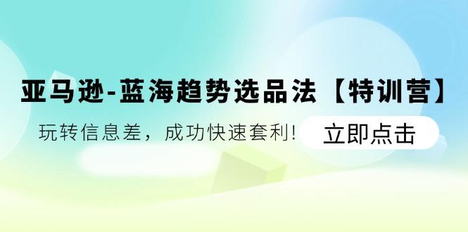 亚马逊-蓝海趋势选品法【特训营】：玩转信息差，成功快速套利!-彼飞网创