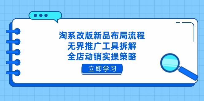 淘系改版新品布局流程，无界推广工具拆解，全店动销实操策略-彼飞网创
