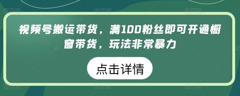 视频号搬运带货，满100粉丝即可开通橱窗带货，玩法非常暴力【揭秘】-彼飞网创