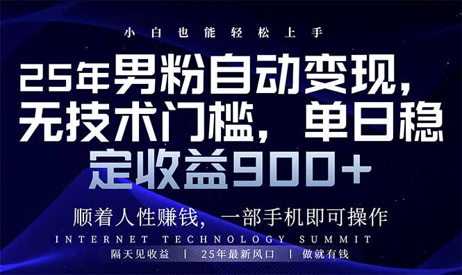25年男粉自动变现，小白轻松上手，日入900+-彼飞网创
