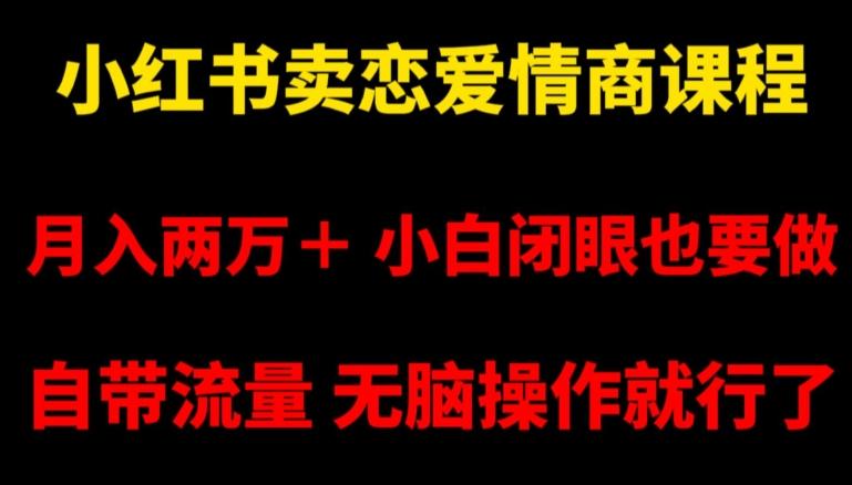 小红书卖恋爱情商课程，月入两万＋，小白闭眼也要做，自带流量，无脑操作就行了【揭秘】-彼飞网创