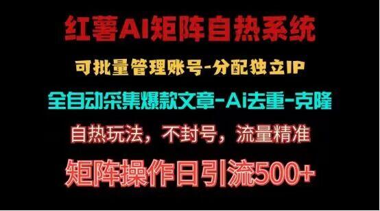 红薯矩阵自热系统，独家不死号引流玩法！矩阵操作日引流500+-彼飞网创