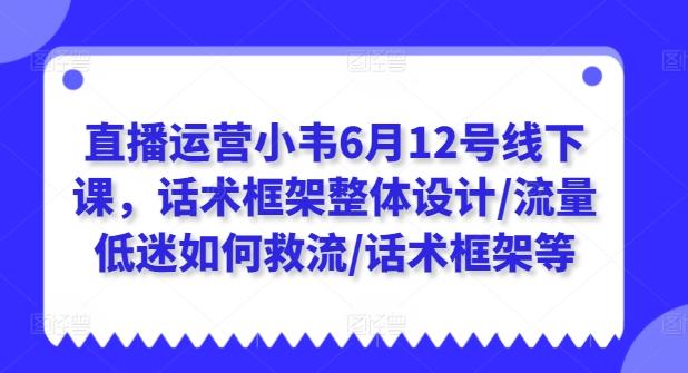 直播运营小韦6月12号线下课，话术框架整体设计/流量低迷如何救流/话术框架等-彼飞网创