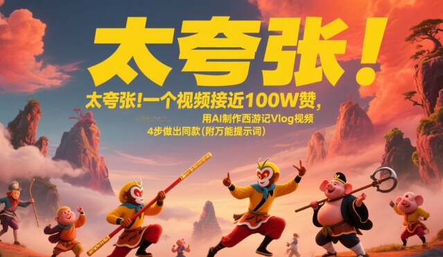 太夸张！一个视频接近100W赞，用AI制作西游记Vlog视频，全流程拆解来了(附万能提示词)-彼飞网创