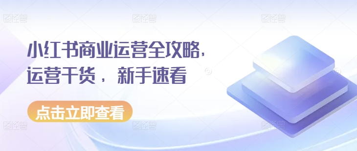 小红书商业运营全攻略，运营干货 ，新手速看-彼飞网创