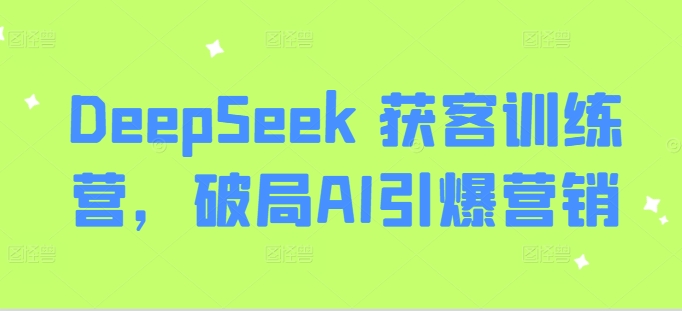 DeepSeek 获客训练营，破局AI引爆营销-彼飞网创