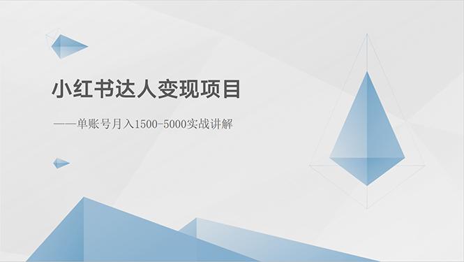 小红书达人变现项目：单账号月入1500-3000实战讲解-彼飞网创