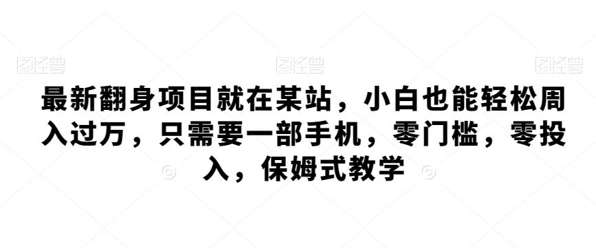 最新翻身项目就在某站，小白也能轻松周入过万，只需要一部手机，零门槛，零投入，保姆式教学-彼飞网创