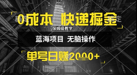 0成本快递掘金玩法，日入1k+，小白30分钟上手，收益嘎嘎猛【揭秘】-彼飞网创