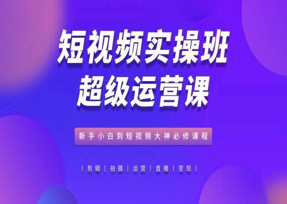 短视频实操班超级运营课，新手小白到短视频大神必修课程-彼飞网创