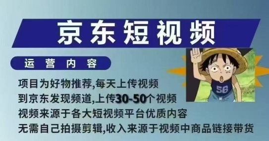 京东短视频带货课，无需自己拍摄剪辑，保姆式教学，两天快速上手-彼飞网创