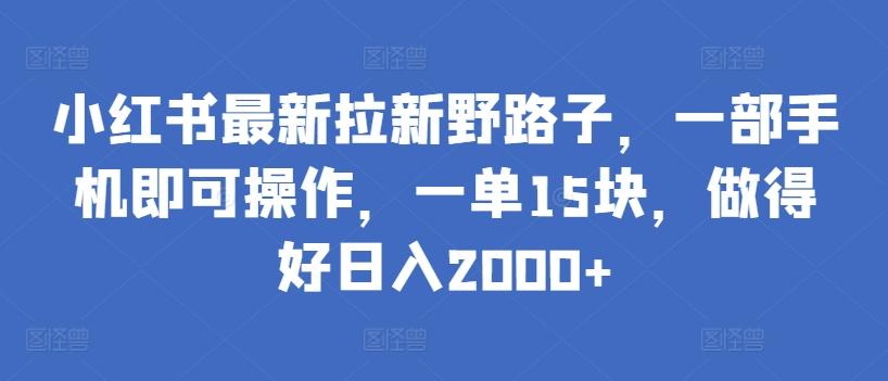 小红书最新拉新野路子，一部手机即可操作，一单15块，做得好日入2000+【揭秘】-彼飞网创