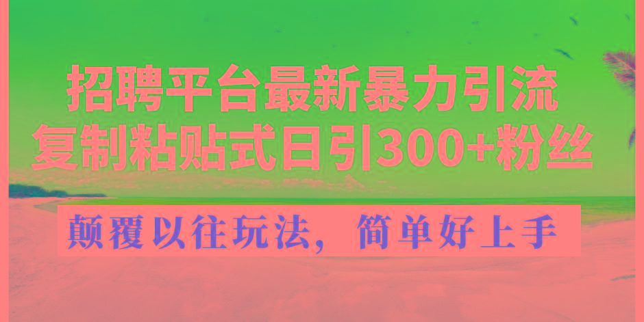招聘平台最新暴力引流，复制粘贴式日引300+粉丝，颠覆以往垃圾玩法，简…-彼飞网创