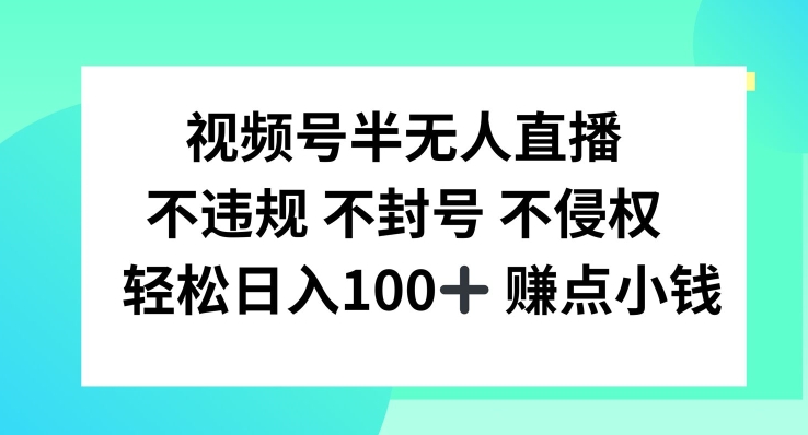 视频号半无人直播，不违规不封号，轻松日入100+【揭秘】-彼飞网创