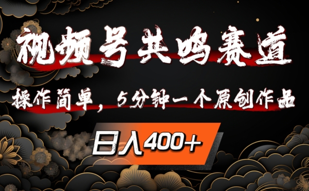 视频号共鸣赛道，操作简单，5分钟1个原创作品，日入几张【揭秘】-彼飞网创