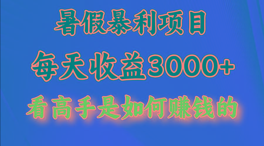 暑假暴利项目，每天收益3000+ 努努力能达到5000+，暑假大流量来了-彼飞网创