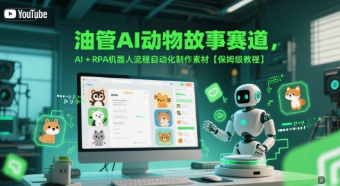 油管AI动物故事赛道，AI+RPA机器人流程自动化制作素材【保姆级教程】-彼飞网创