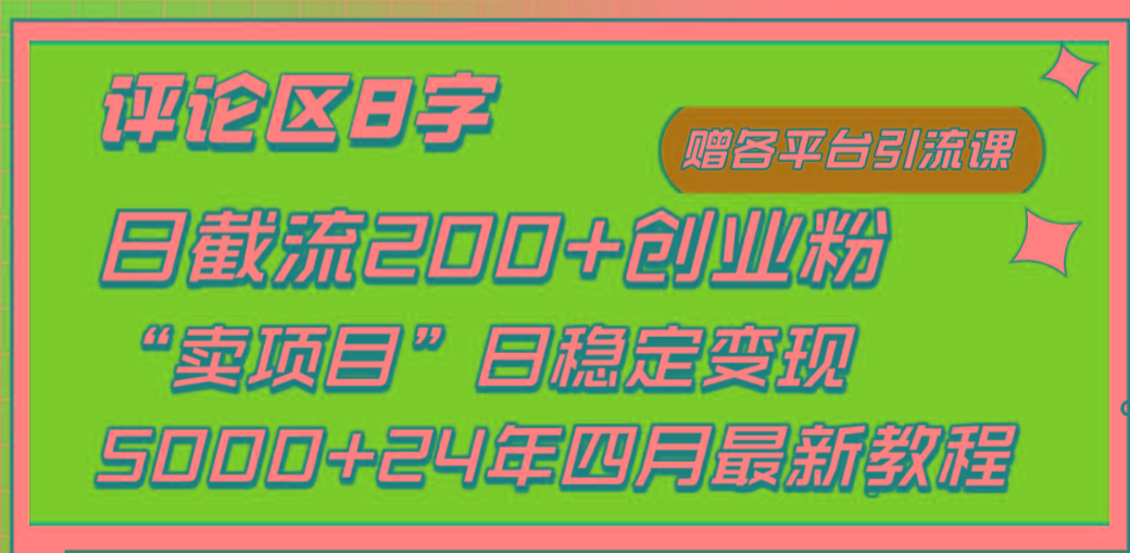 (9851期)评论区8字日载流200+创业粉  日稳定变现5000+24年四月最新教程！-彼飞网创
