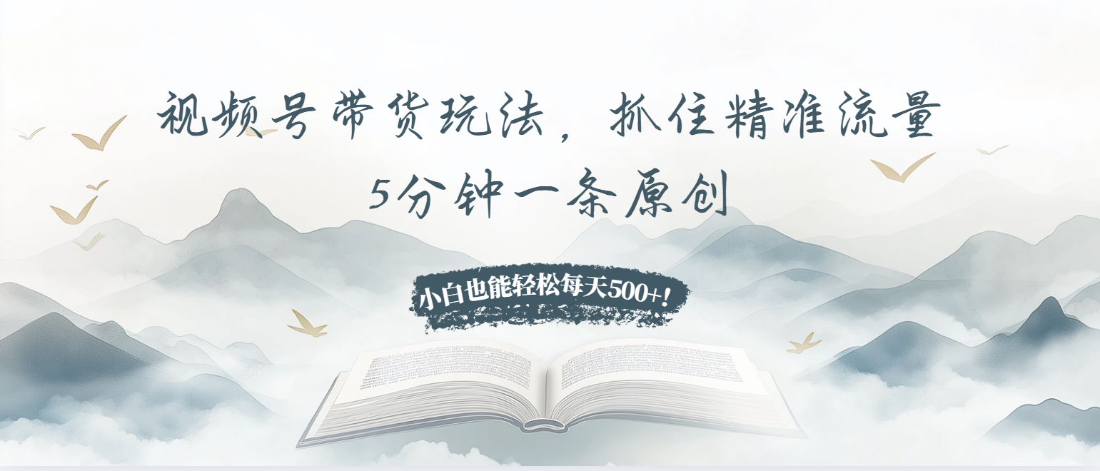 视频号带货玩法，抓住精准流量，5分钟一条原创，小白也能轻松每天500+！-彼飞网创