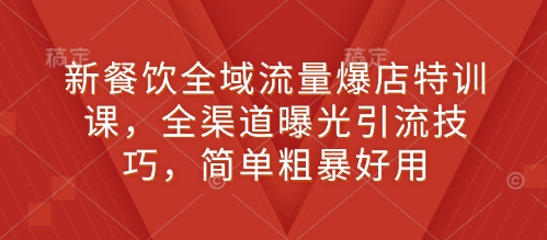 新餐饮全域流量爆店特训课，全渠道曝光引流技巧，简单粗暴好用-彼飞网创