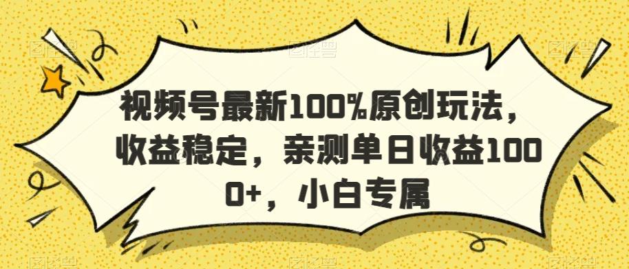 视频号最新100%原创玩法，收益稳定，亲测单日收益1000+，小白专属【揭秘】-彼飞网创