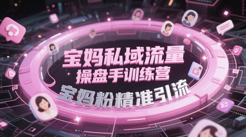 宝妈私域流量操盘手训练营，宝妈粉精准引流-彼飞网创