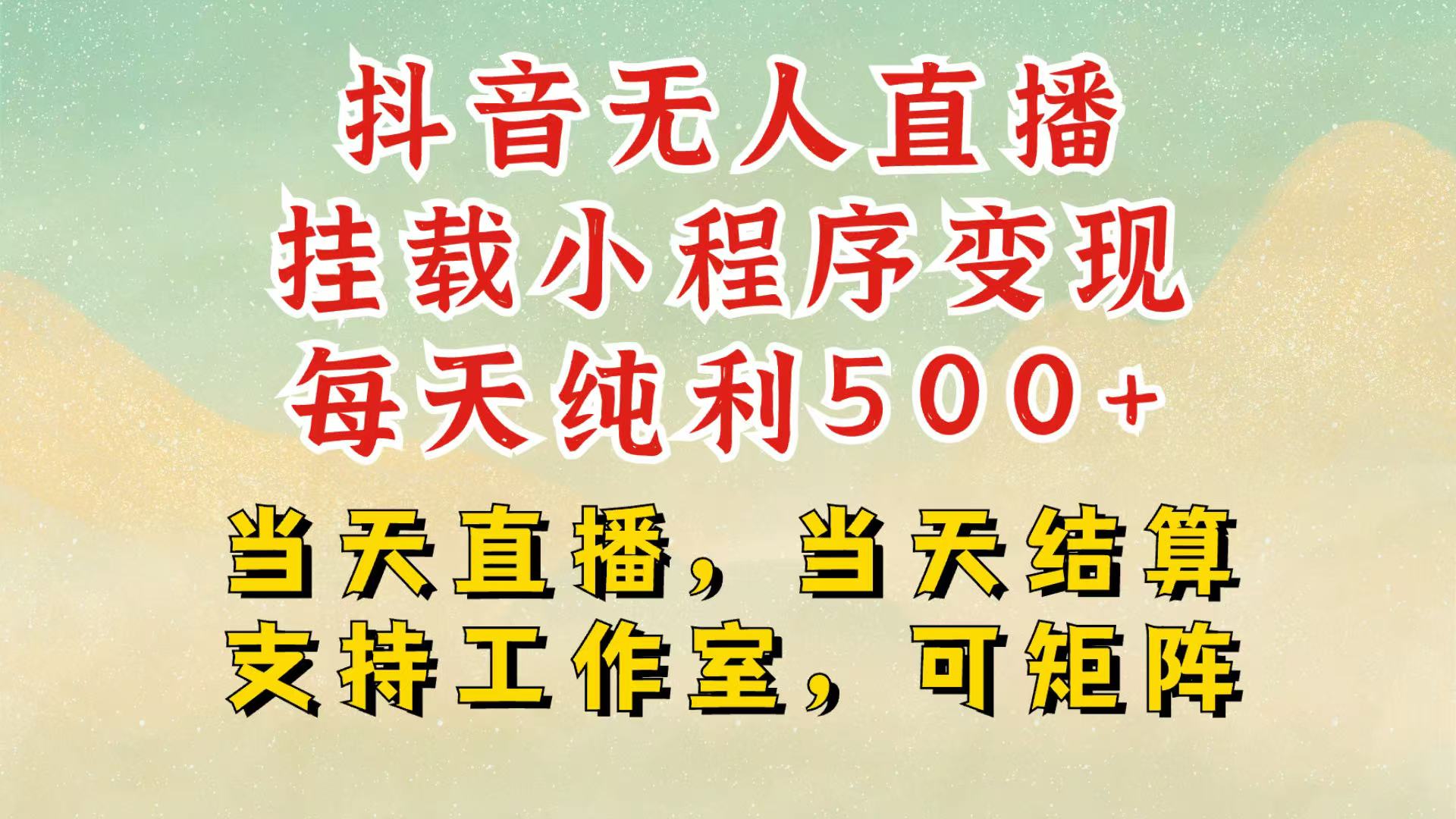 抖音无人挂机项目，轻松日入500+,挂载小程序玩法，不违规不封号，有号的一定挂起来-彼飞网创