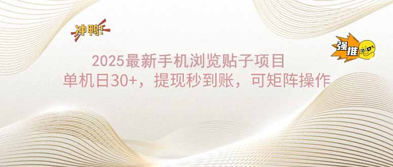 2025手机浏览帖子单机日30+，提现秒到账，可矩阵操作-彼飞网创