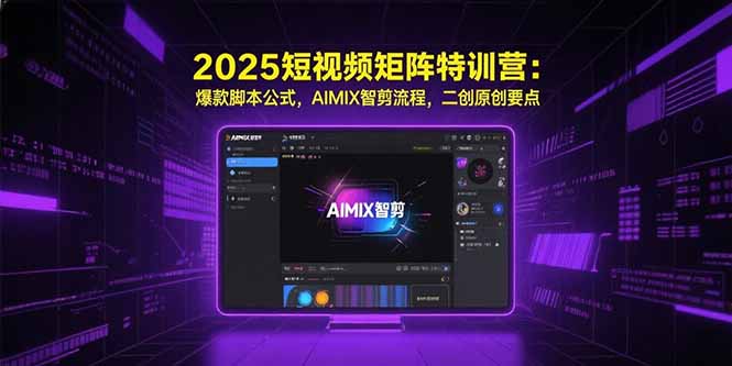 2025短视频矩阵特训营：爆款脚本公式，AIMIX智剪流程，二创原创要点-彼飞网创