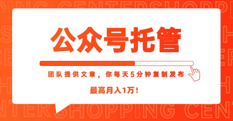【公众号托管 】我提供文章，你每天５分钟复制发布，最高月入1W-彼飞网创
