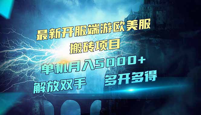 全网热门游戏欧美服端游搬砖，最新开服，项目红利期，单机月入5000+-彼飞网创